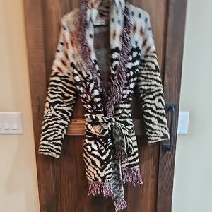 Anthropologie Multicolor Patterned Teddy Jacket